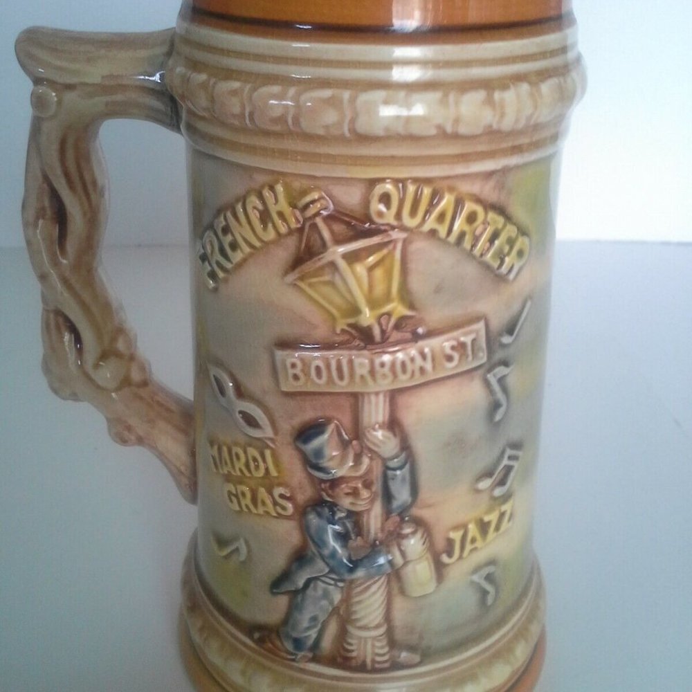 New Orleans Beer stein/mug Louisiana French Quarter Bourbon St 7 inch